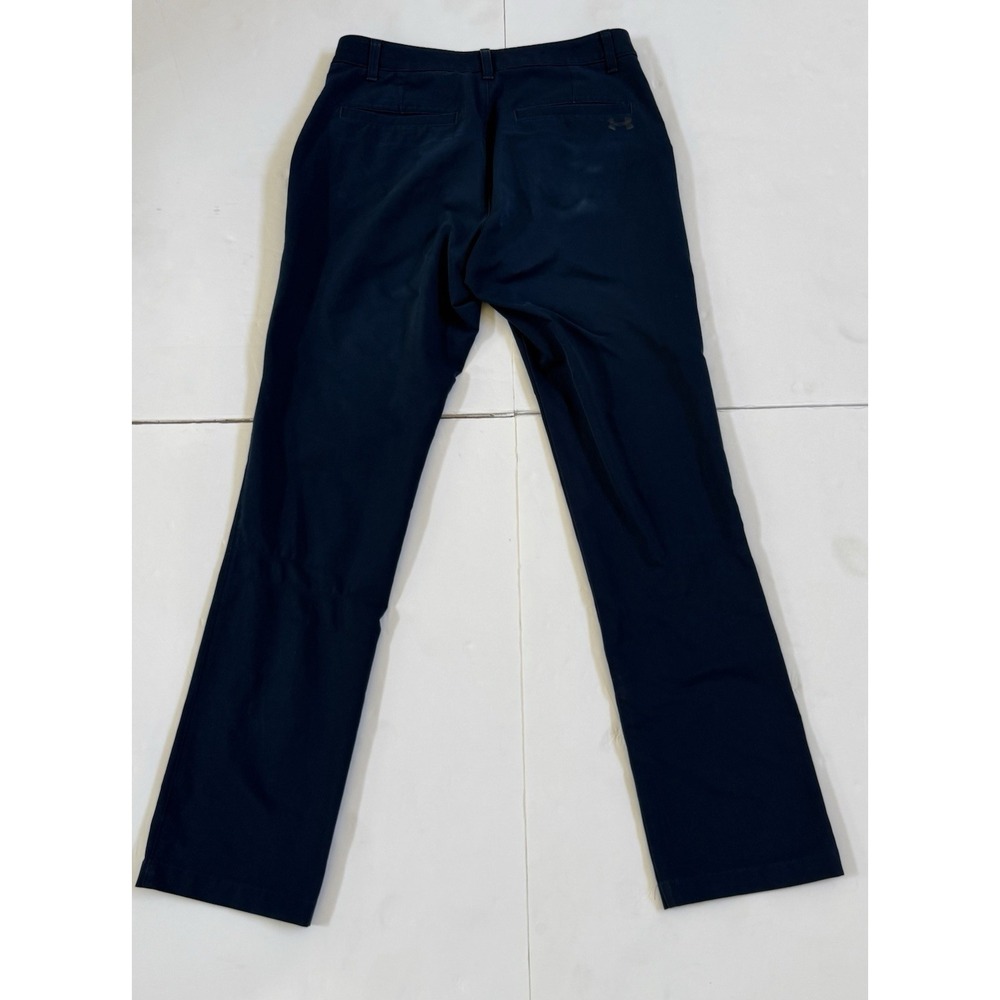 Under Armour Mens Golf Pants Navy Blue Flat Front Stretch Trousers 32/34